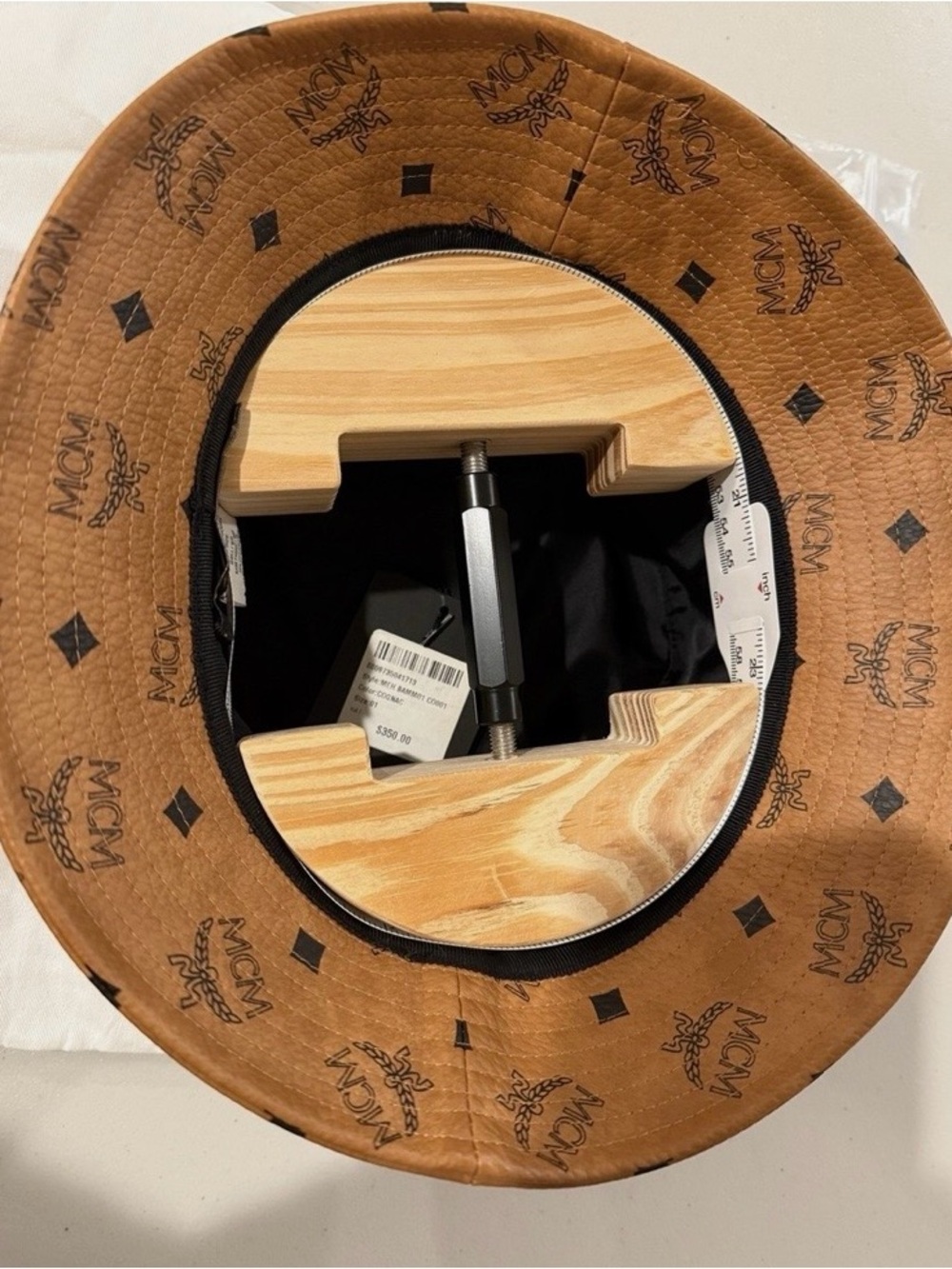 MCM Cognac Monogram Bucket Hat with Black Lining